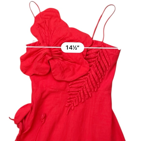 Farm Rio Red Garden Lenzing Ecovero Euroflax Midi Dress Long Wedding Size Small - Picture 7 of 10